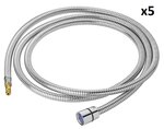 Tubo doccia in metallo 1,5 m 3/8 dado girevole - 1/2 cono x5 pezzi