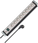 Multipresa per quadri elettrici 8 prese nero/grigio chiaro 3 m H05VV-F 3G1,5 formato 19