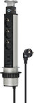 Multipresa caricatore USB 3 prese con doppia porta USB, 2 m H05VV-F 3G1,5 – completamente a scomparsa nel piano del tavolo