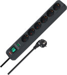 Multipresa con protezione da sovratensioni 6 prese antracite 1,5 m 13.500A H05VV-F 3G1,5 Blister