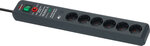 Multipresa con protezione da sovratensioni, acustica 6 prese 19.500A antracite 3 m H05VV-F 3G1,5