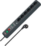 Multipresa con protezione da sovratensioni, acustica 6 prese 19.500A antracite 3 m H05VV-F 3G1,5