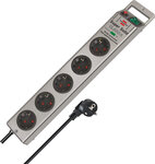 Multipresa con protezione da sovratensioni 5 posti argento 13.500A 2,5 m H05VV-F 3G1,5