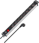 Multipresa 8 posti 2 m H05VV-F 3G1,5 + interruttore