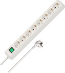 Multipresa con interruttore 8 prese bianca 3 m H05VV-F 3G1,5