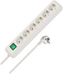 Multipresa con interruttore 6 prese bianca 3 m H05VV-F 3G1,5