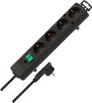 Multipresa con spina piatta 4 prese nera 2m H05VV-F 3G1,5