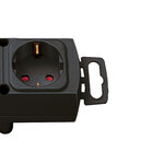 Multipresa con spina piatta 6 prese nera 2m H05VV-F 3G1,5