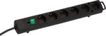 Multipresa con spina piatta 6 prese nera 2m H05VV-F 3G1,5