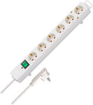 Multipresa con spina piatta 6 prese bianca 2 m H05VV-F 3G1,5