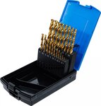 Serie di punte elicoidali HSS-G nitruro di titanio 1 - 10 mm 19 pz