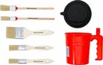 Set di spazzole piatti / anulari con secchiello per vernice 6 pz