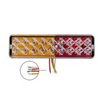 Fanale posteriore 12 24V 3 funzioni 135x38mm LED con supporto nero