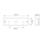 Fanale posteriore 12 24V 3 funzioni 135x38mm LED con supporto nero