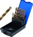 Serie di punte elicoidali HSS-G nitruro di titanio 1 - 10 mm 19 pz