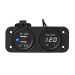 Kit da incasso: voltmetro 6-30V + porta USB doppia tipo A 2x2100mA