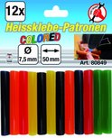 12 stick di colla colorata in 12 pezzi, 7,5 mm 12 stick di colla colorata in 12 pezzi, 7,5 mm