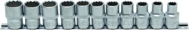 Set di tappi da 11 pezzi, 1/2, 12 pt, 10 -. 21 mm Set di tappi da 11 pezzi, 1/2, 12 pt, 10 -. 21 mm