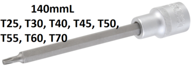 Chiave a bussola lunghezza 140 mm 12,5 mm (1/2) profilo a T (per Torx) T25