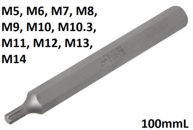 Inserto lunghezza 100 mmL attacco esagono esterno (3/8) profilo a cuneo (per RIBE)