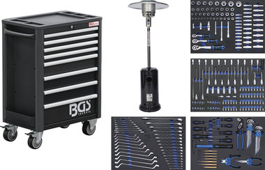 Carrello portautensili Profi Exclusive 8 cassetti con 259 utensili + 1 Fungo riscaldante a gas