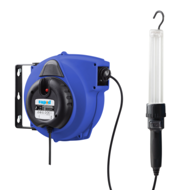 Avvolgicavo professionale automatico a 230 V con cavo da 15 m e lampada manuale