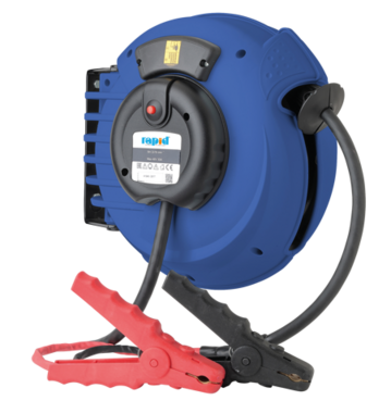 Avvolgicavo automatico professionale con cavo da 6 m e morsetti per batteria 