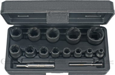 Bussole specialistiche con profilo a torsione 15 pezzi 1/4+1/2 6-27 mm