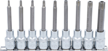Serie di chiavi a bussola (1/2) profilo a T (per Torx) con alesatura 9 pz