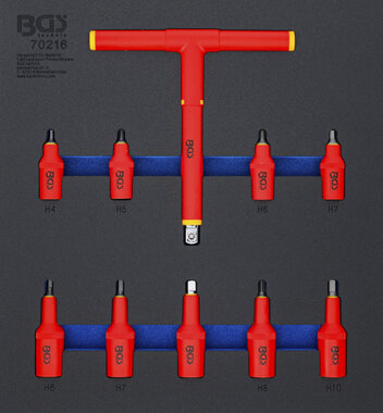 Modulo per carrelli portautensili 2/3: serie di chiavi a bussola per elettricisti (3/8) / (1/2) esagono interno 4 - 10 mm 10 pz