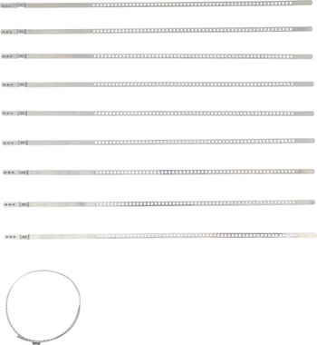 Serie di fascette per cuffie elastiche acciaio inox 7 mm 50 - 120 mm 10 pz
