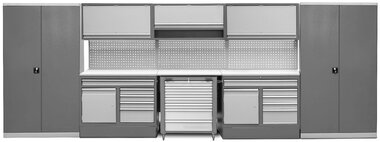 Mobili da officina 5,5 m con 2 armadi e carrello porta attrezzi