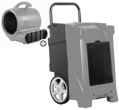 Confezione BDE95 essiccatore da cantiere e ventilatore da pavimento RV3000