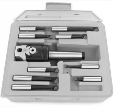 Set di teste di fresatura con supporto mk2/m10 + 9 pz. Set di punte da trapano