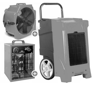 Set deumidificatore industriale + ventilatore + riscaldatore