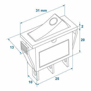 Interruttore a bilanciere LED blu 12V 24V-max. 10A