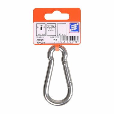 Moschettone 80x8mm  acciaio inox A4 AISI 316  870 daN