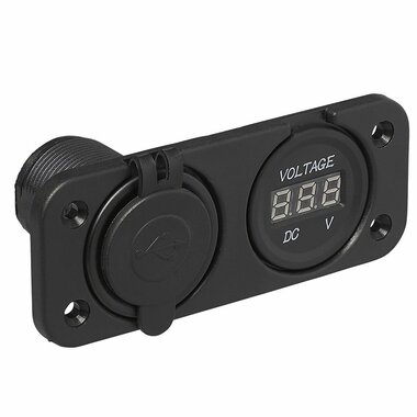 Kit da incasso: voltmetro 6-30V + porta USB doppia tipo A 2x2100mA