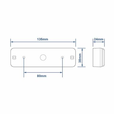 Fanale posteriore 12 24V 3 funzioni 135x38mm LED con supporto nero