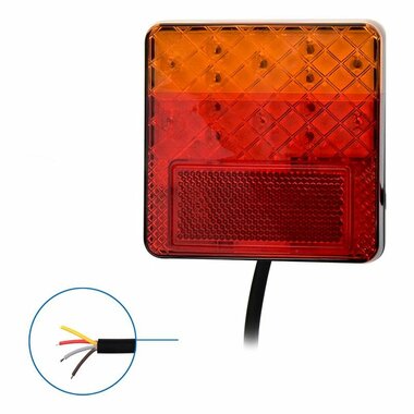 Fanale posteriore 12 24V 4 funzioni 100x100mm LED