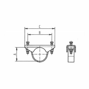 Blocco di supporto per fissaggio tubo timone diametro 70 mm