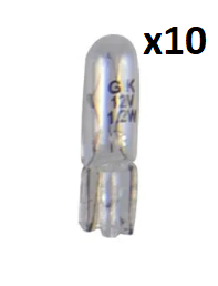 Lampadina auto 12V 1.2W T5 W2x4.6d 10 pezzo