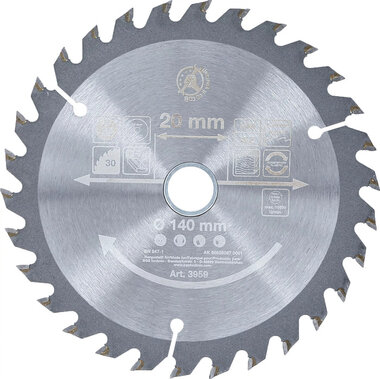 Lama per sega circolare con punte in metallo duro Ø 140 x 20 x 2,3 mm 30 denti