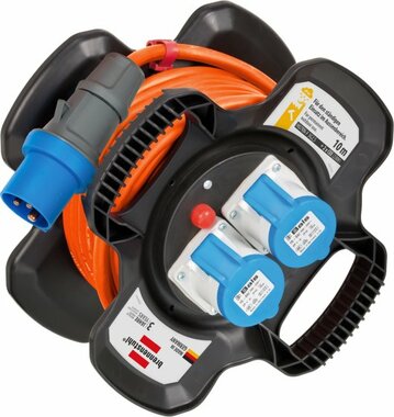 Avvolgicavo in gomma X-Gum CEE IP 44 per campeggio marittimo 10m H07RN-F 3G2,5