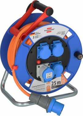 Avvolgicavo Garant CEE IP44 da campeggio marittimo 25 m H07RN-F 3G2,5, 1xCEE230V 16A, 3x prese di contatto protettive