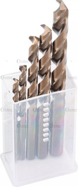 Set di punte elicoidali per fori di carotaggio 7 pezzi HSS-E Cobalto 5%, 2,5-10,2 mm