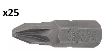 Lunghezza bit 25 mm 6,3 mm (1/4) esagono incassato testa a croce PZ2 x25 pezzi