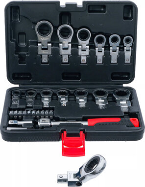 Serie di chiavi ad anello a cricchetto a pressione e serie di inserti 6 - 20 mm 27 pz