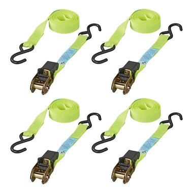 Cinghia di ancoraggio con cricchetto + 2 ganci 5 m set di 4 pezzi