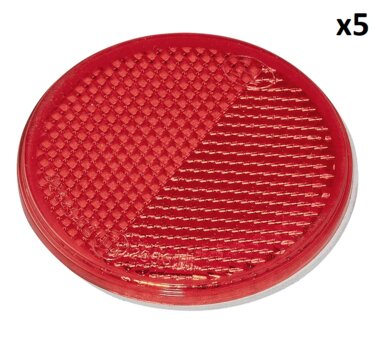 Riflettore rosso 60mm autoadesivo x5 pezzi